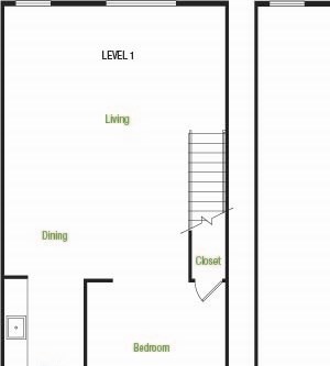 A7-A/B/C/D – 1 Bedroom 1 Bath Floor Plan Layout – 1112 Square Feet